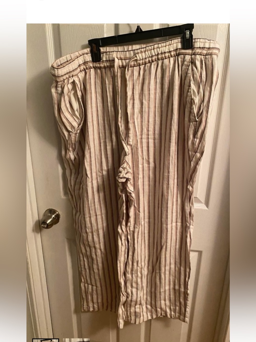 Old Navy Cream and Brown Striped linen Pants